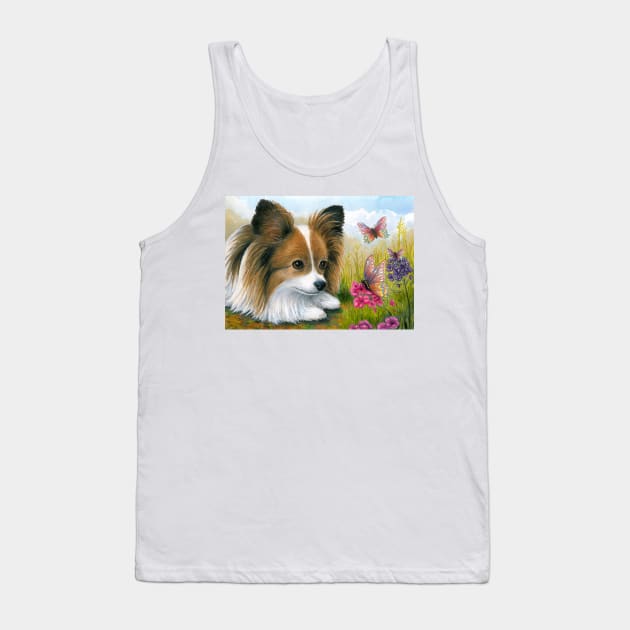 Dog 123 Papillon with Butterflies Tank Top by artbylucie